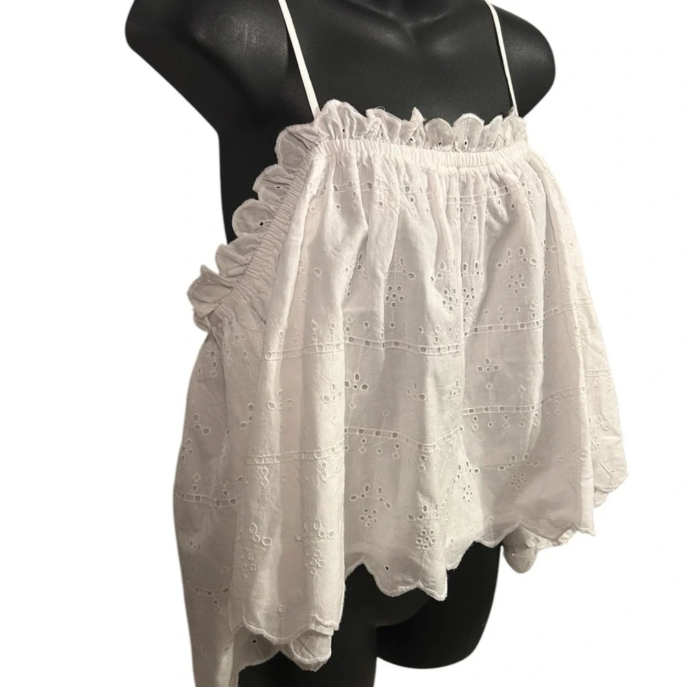Nwt Topshop white eyelet flouncy top - Picture 6 of 11